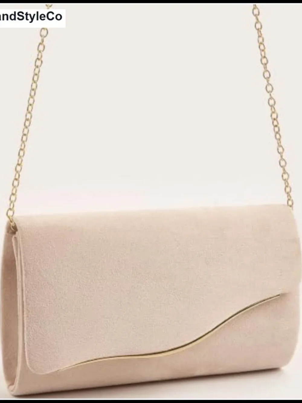 Faux Suede Evening Clutch with Detachable Gold Chain